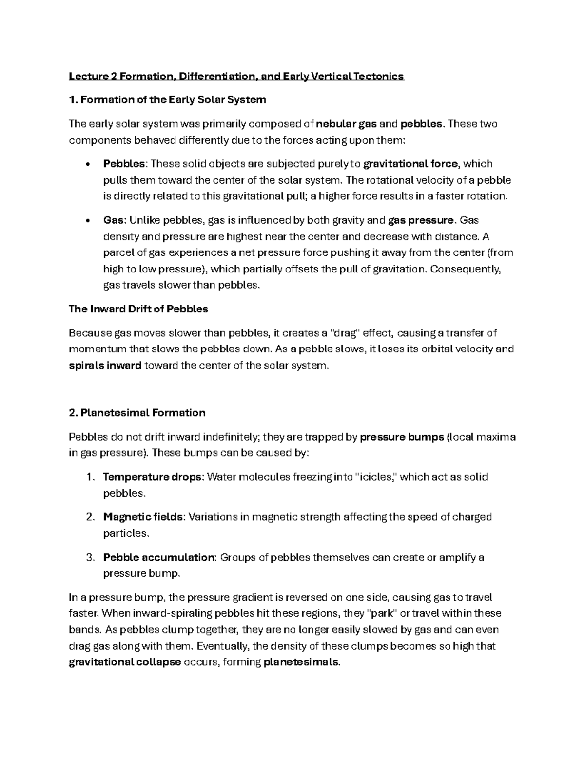 Lecture 2: Formation and Differentiation of Early Solar System - Studocu