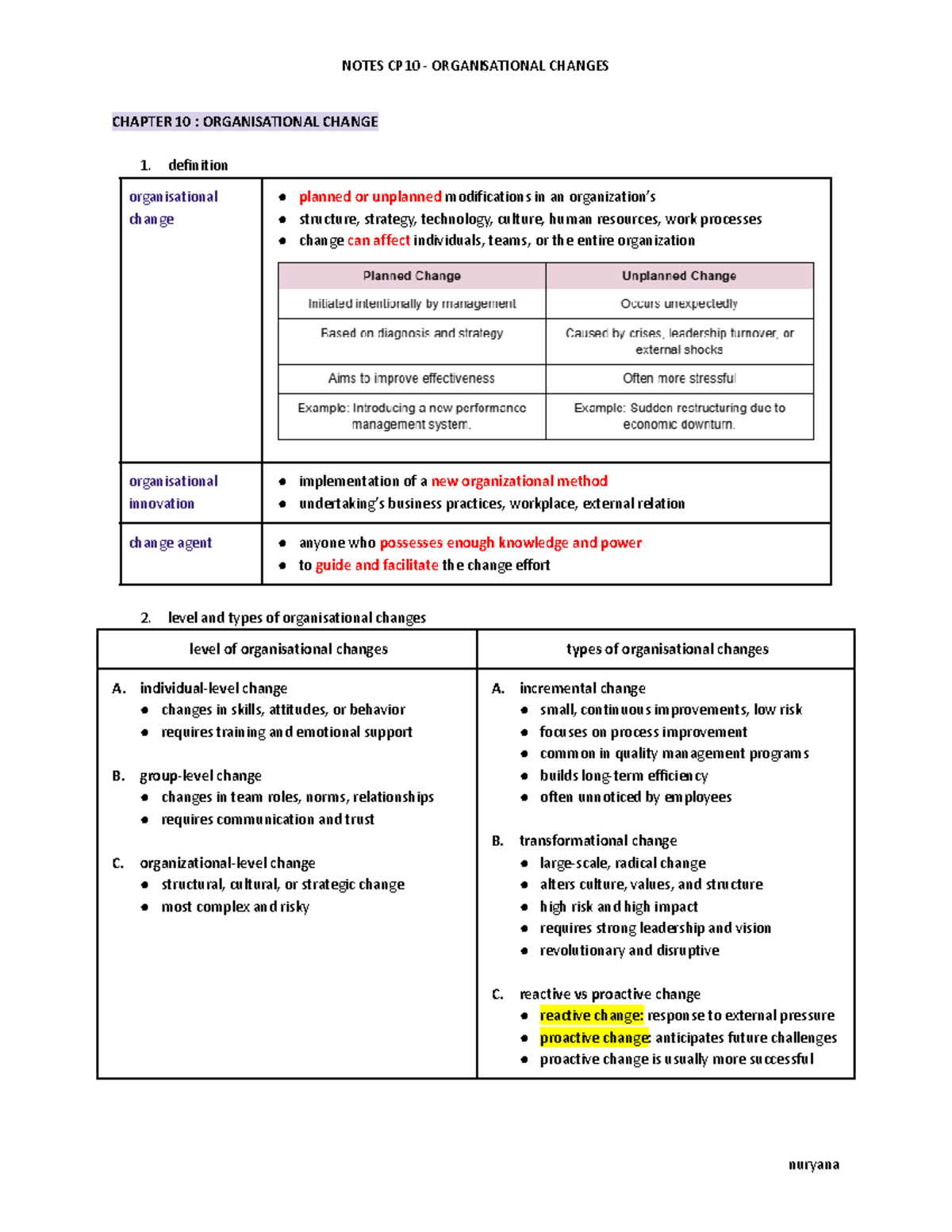MGT430 - Organisational Changes: Key Concepts and Insights - Studocu