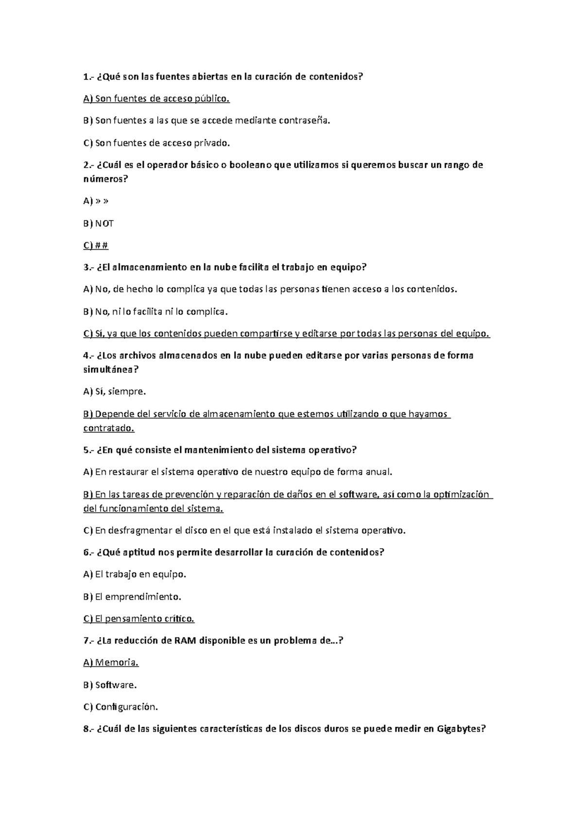 Examen de Competencias Digitales - Informática 101 - Studocu