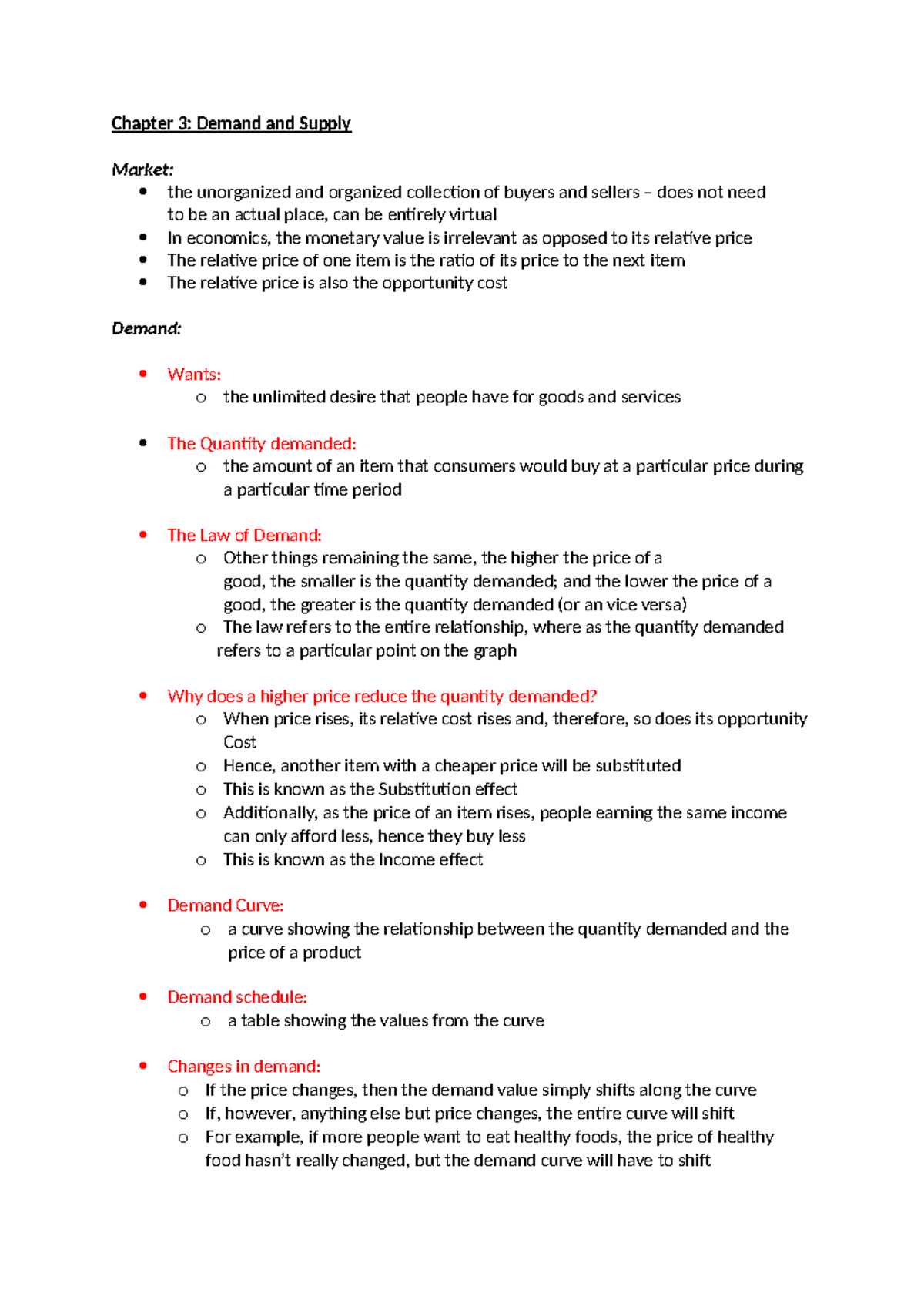 Chapter 3: Demand and Supply - Lecture Notes on Market Dynamics - Studocu