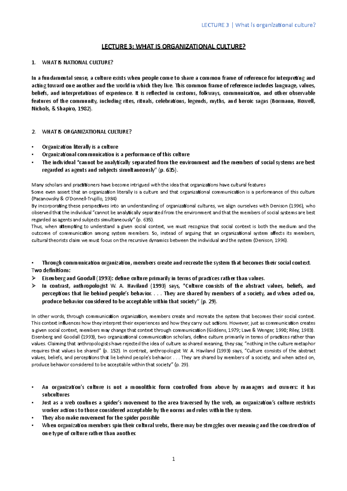 Lecture 3: Understanding Organizational Culture and National Culture ...