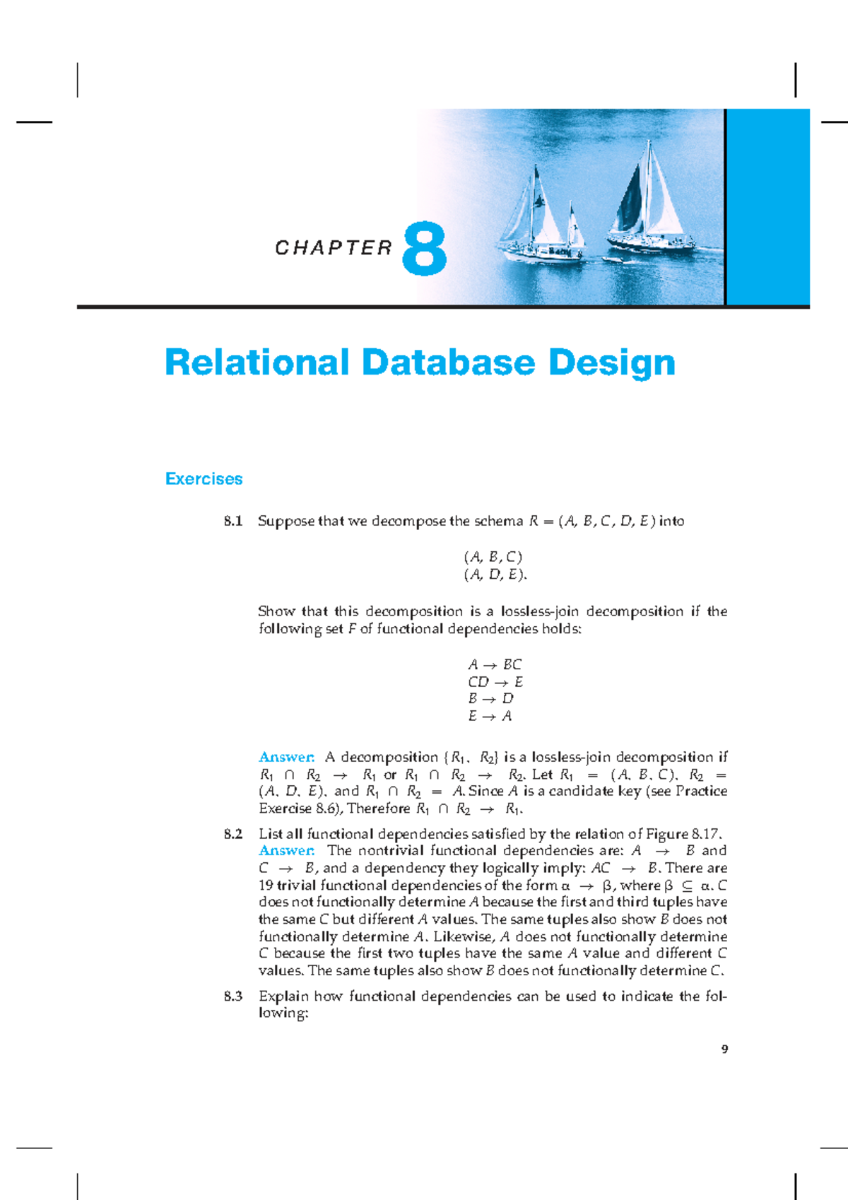 Solution of chapter 8, 6th edition - C H A P T E R 8 Relational ...