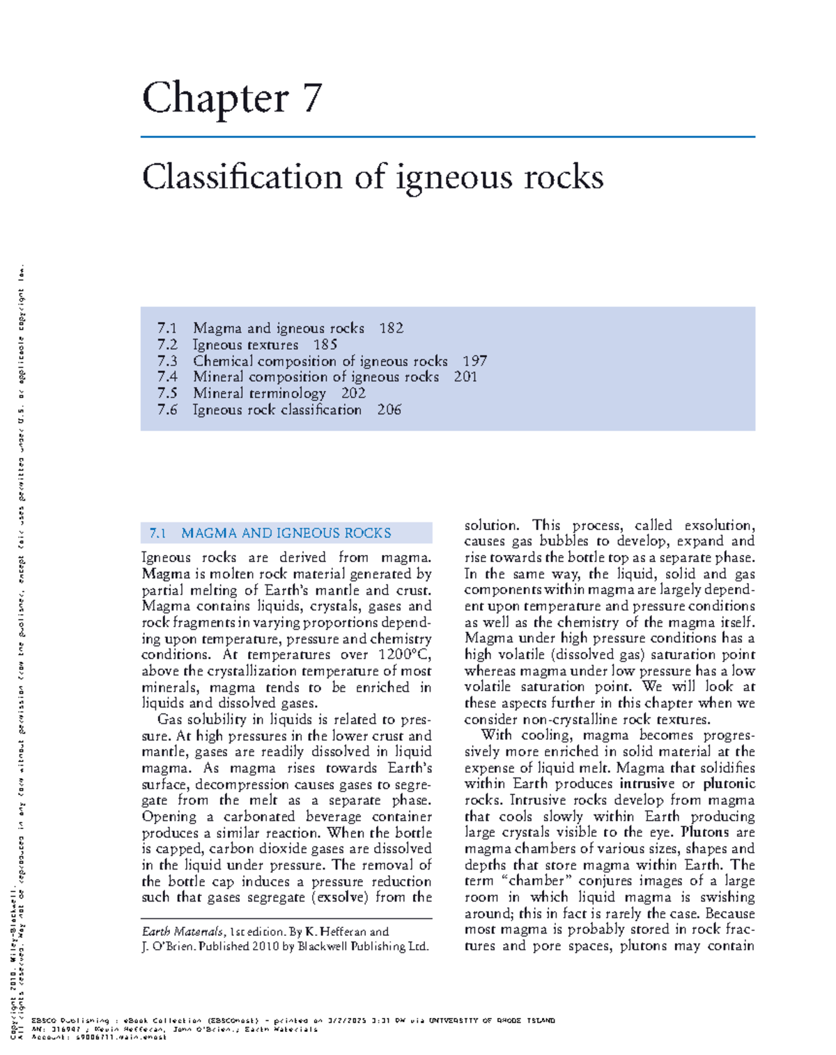 Classification of Igneous Rocks - Chapter 7 Overview and Analysis ...