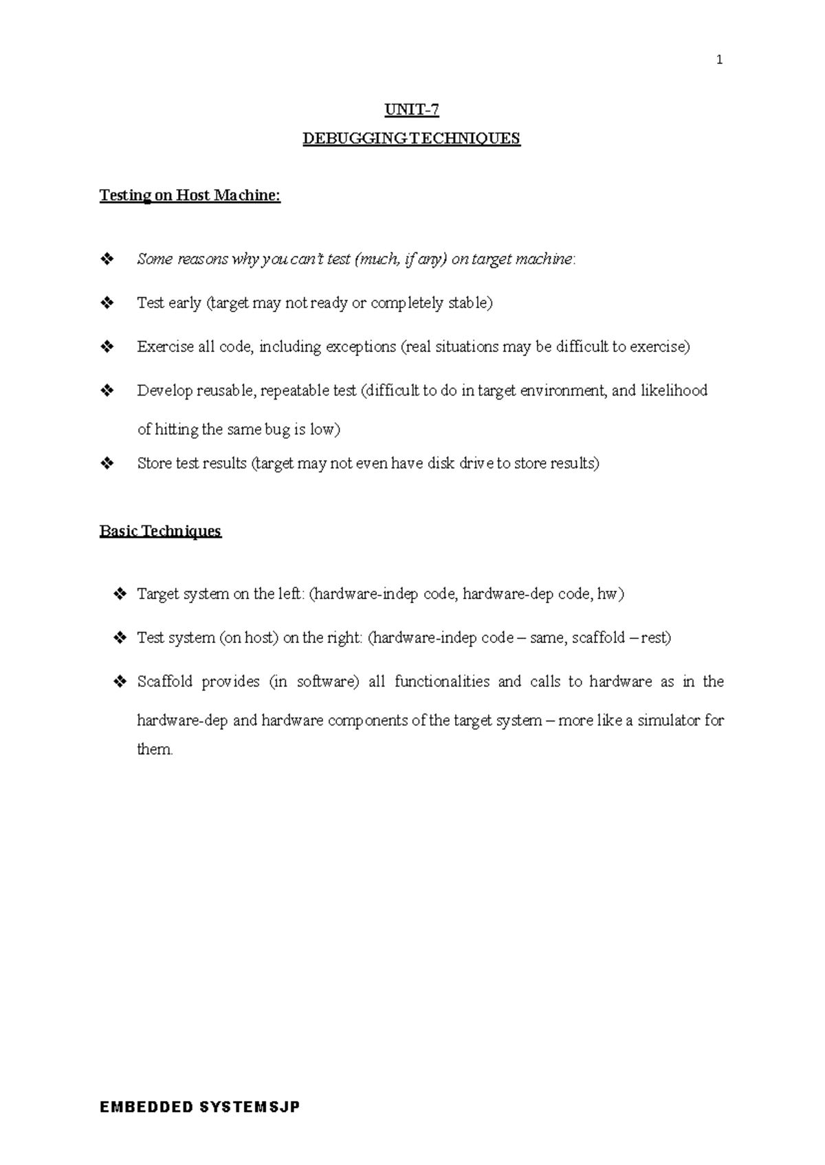 Unit7 Debugging Techniques Embedded Systems CSE 3/4 - UNIT- DEBUGGING ...