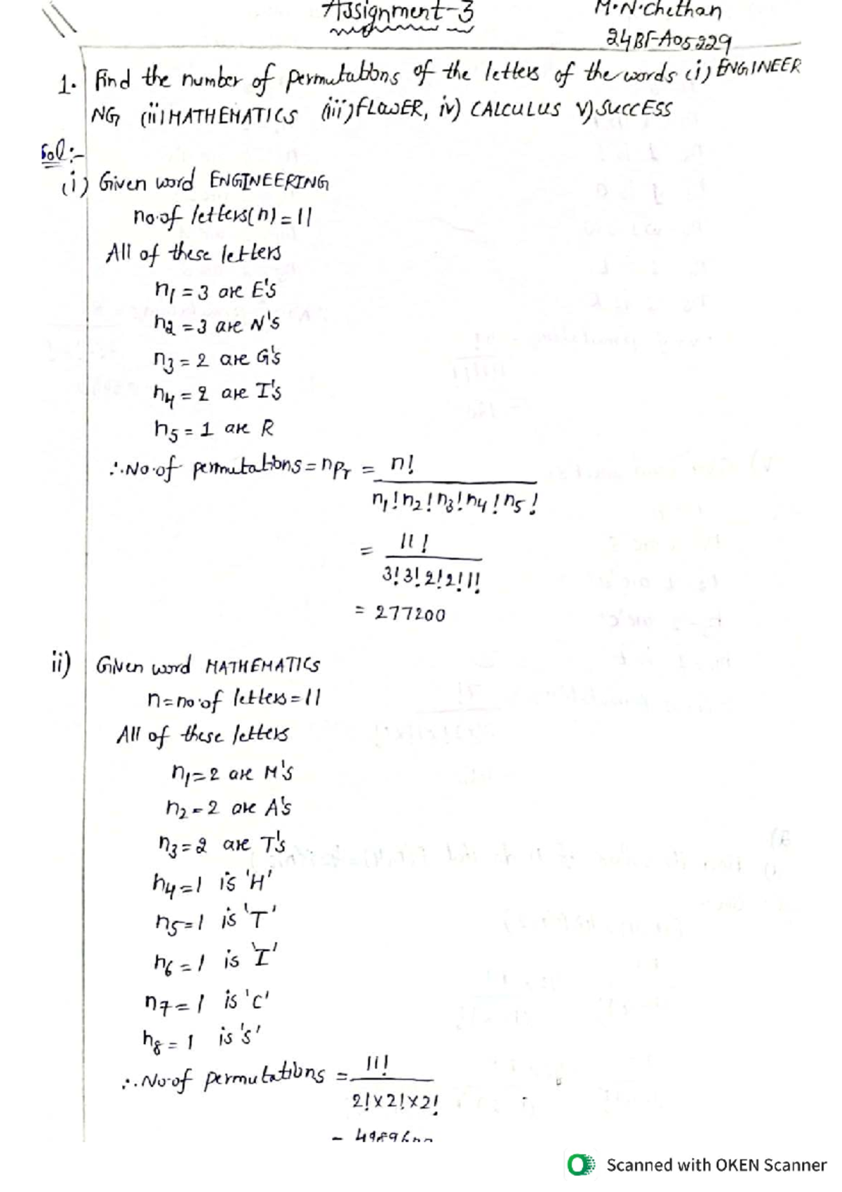 DMGT 3: Engineering and Mathematics Permutations and Combinations - Studocu