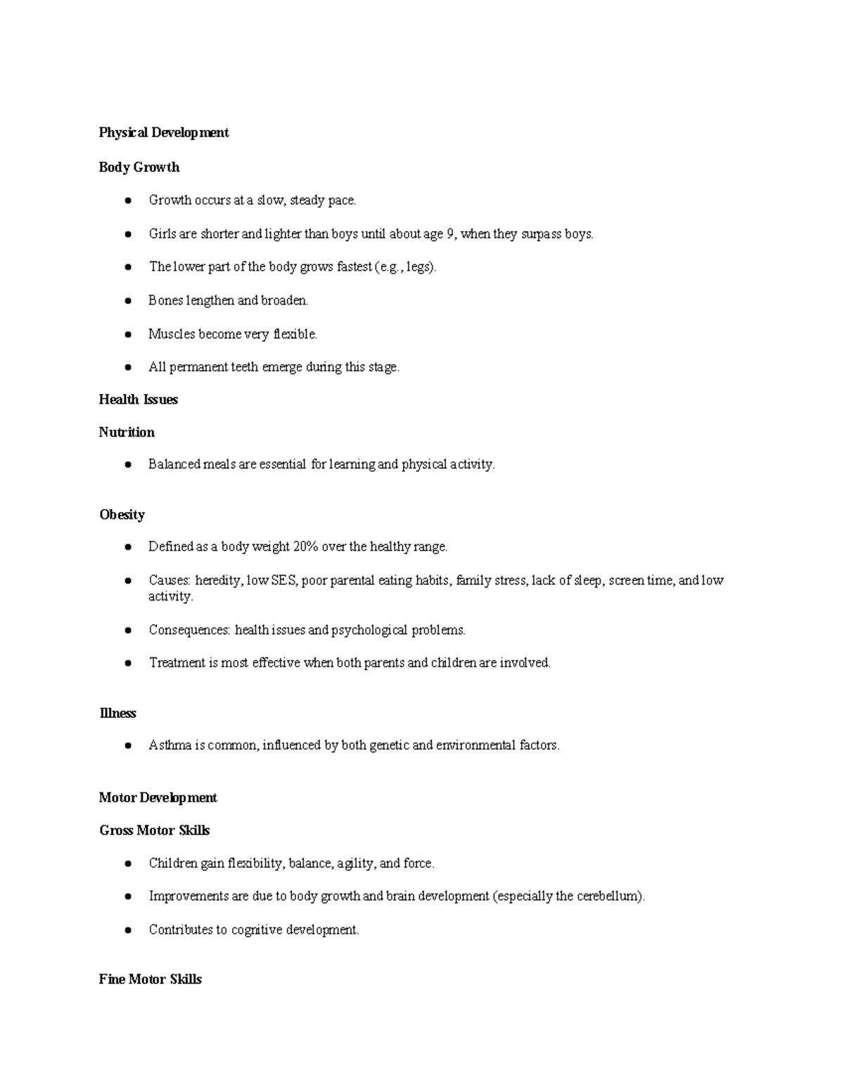 Physical Development and Cognitive Growth: A Study Guide (PSY 101 ...