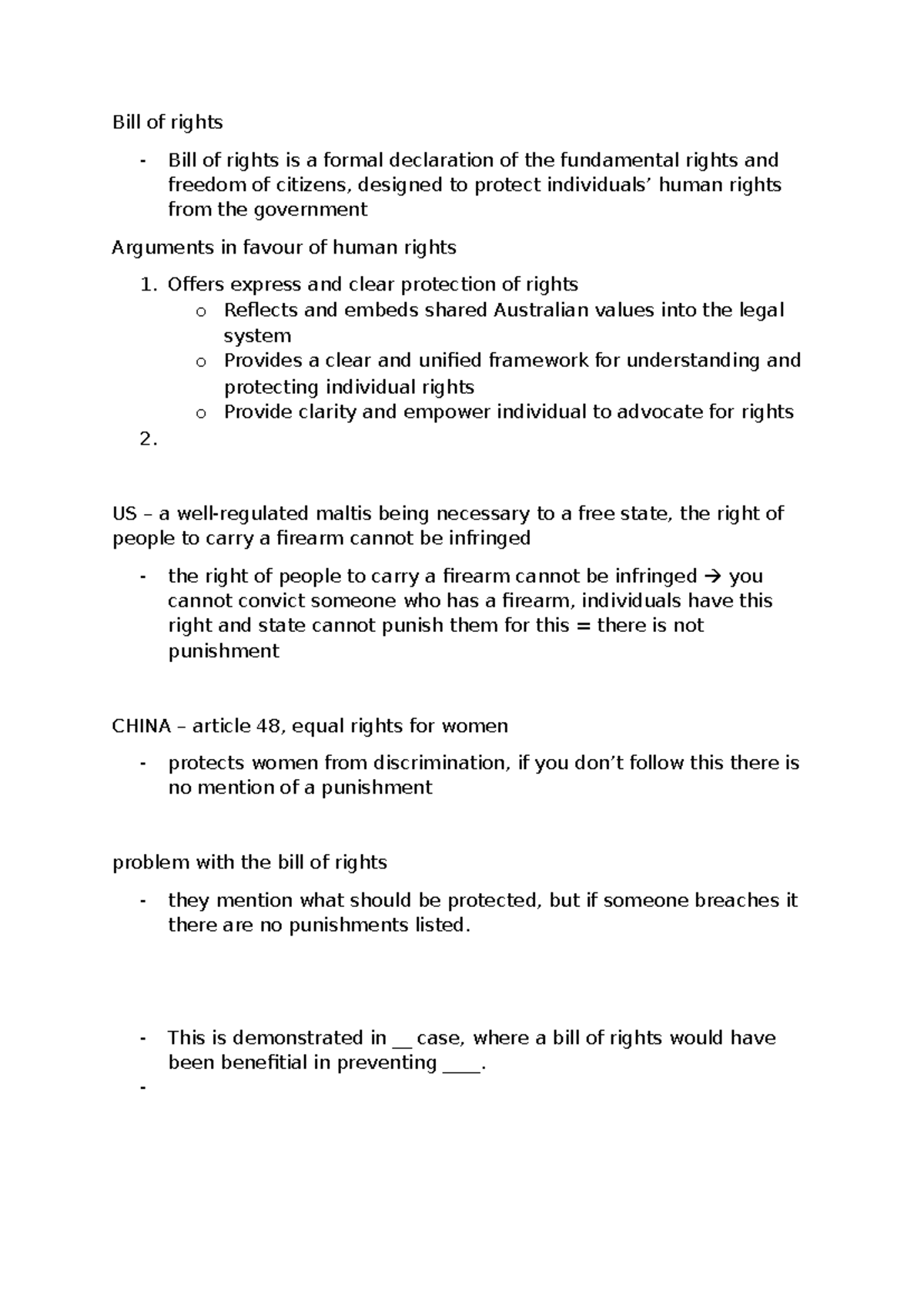 Bill of Rights: Protecting Fundamental Freedoms and Rights - Studocu