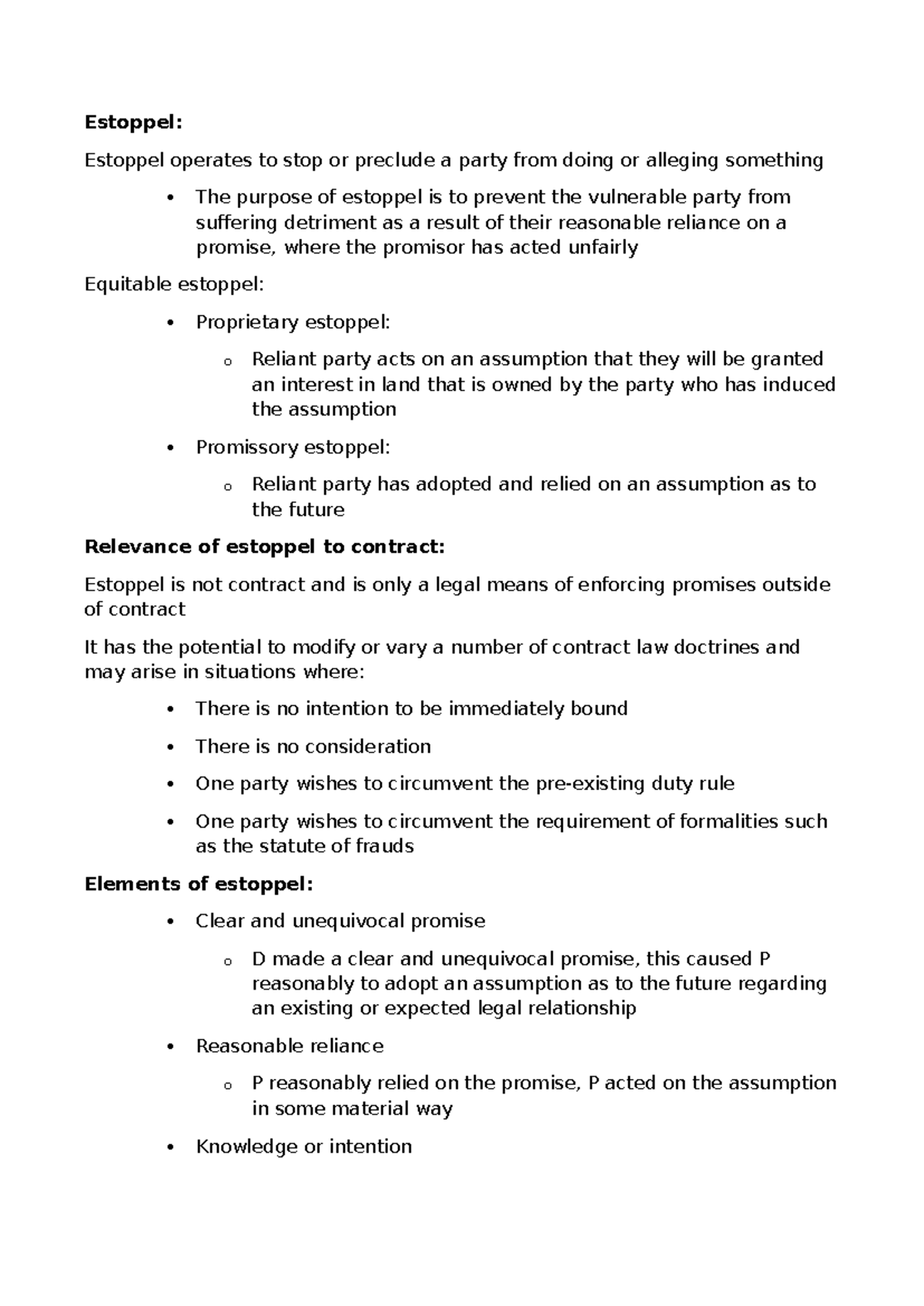 Topic 7: Estoppel - Comprehensive Notes on Legal Principles and Cases ...
