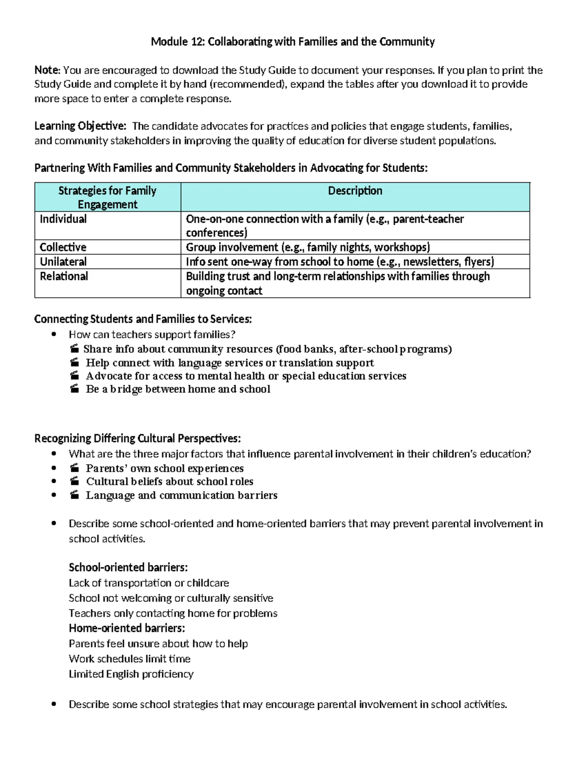 Module 7: Differentiating instruction for diverse learner needs - Studocu