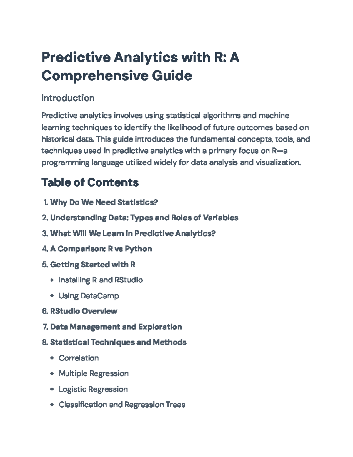 Predictive Analytics with R: A Comprehensive Guide for Analysis ...