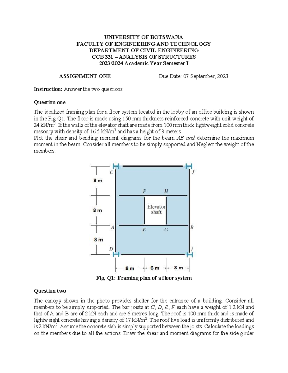 CCB 331 Assignment 1: Analysis of Structures 2023/2024 - Studocu