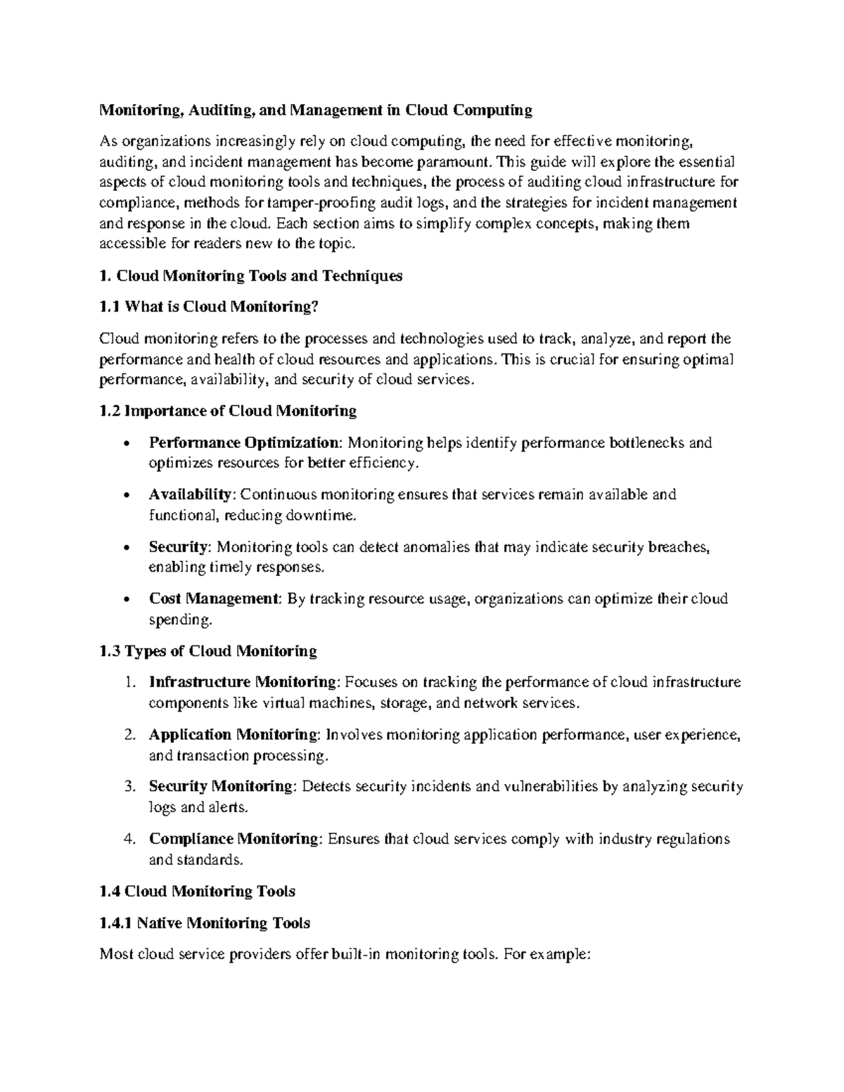 Cloud Computing Management: Monitoring, Auditing & Incident Response ...