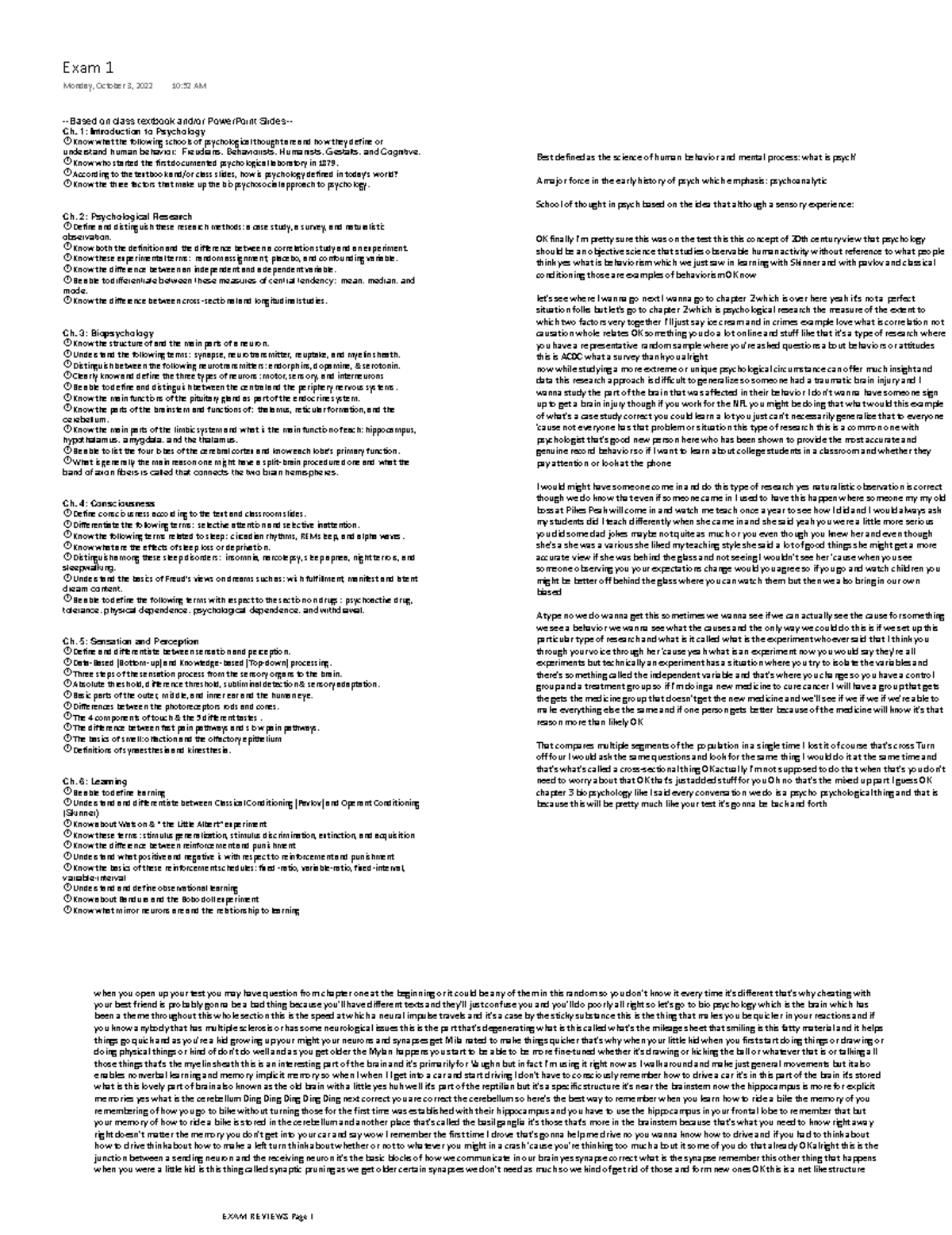Psych 101: Comprehensive Exam Review Notes on Key Concepts and Theories ...