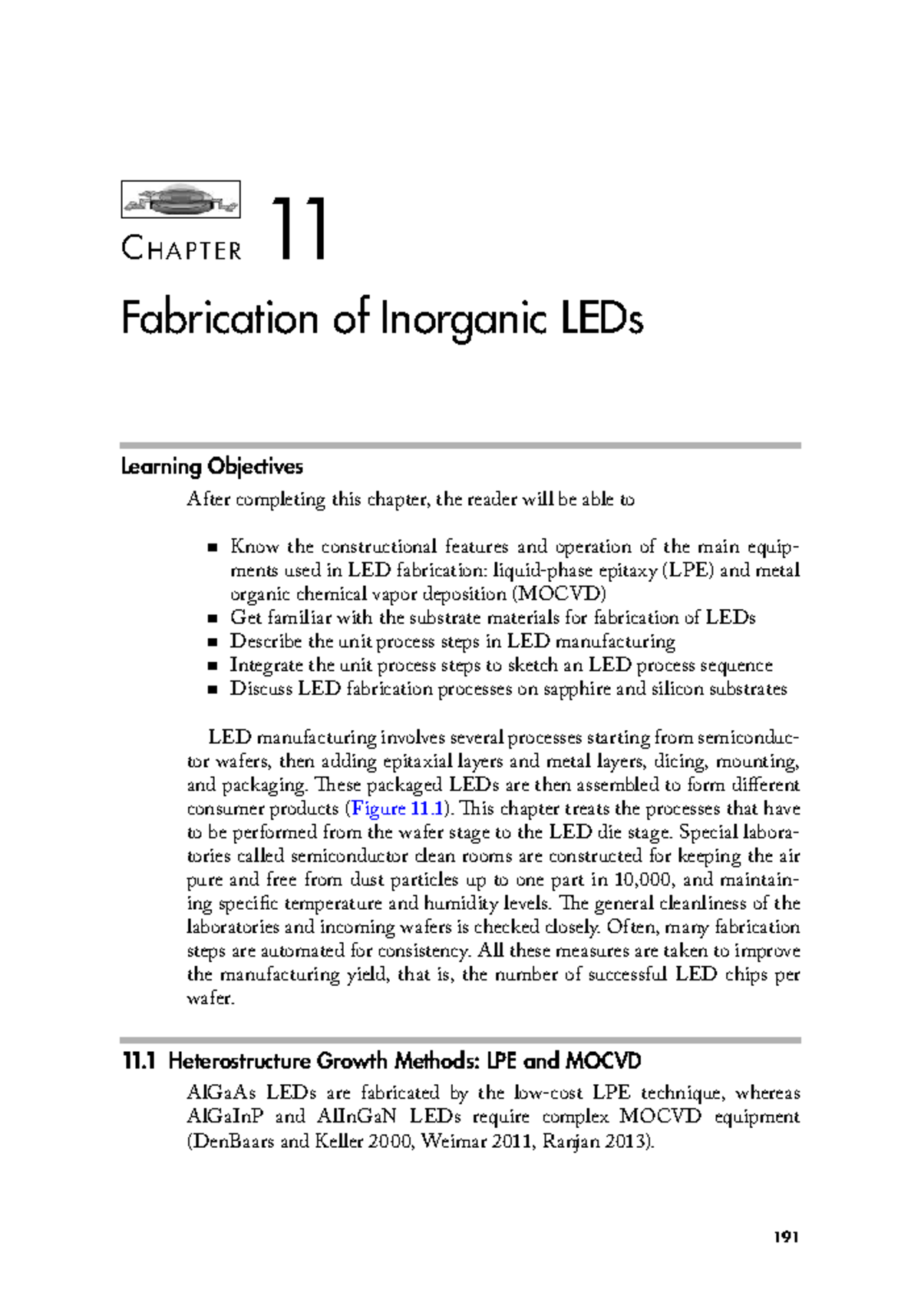 Chapter 11: Fabrication of Inorganic LEDs (Fundamentals of Solid State ...