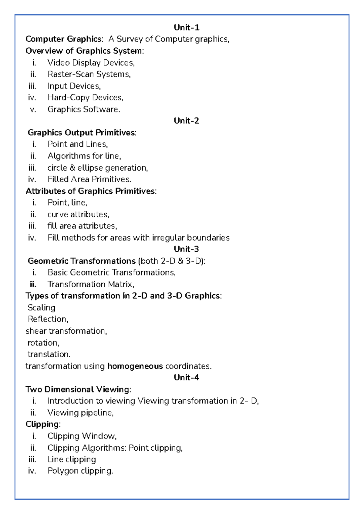 Computer Graphics: Comprehensive Notes for CG101 Course - Studocu