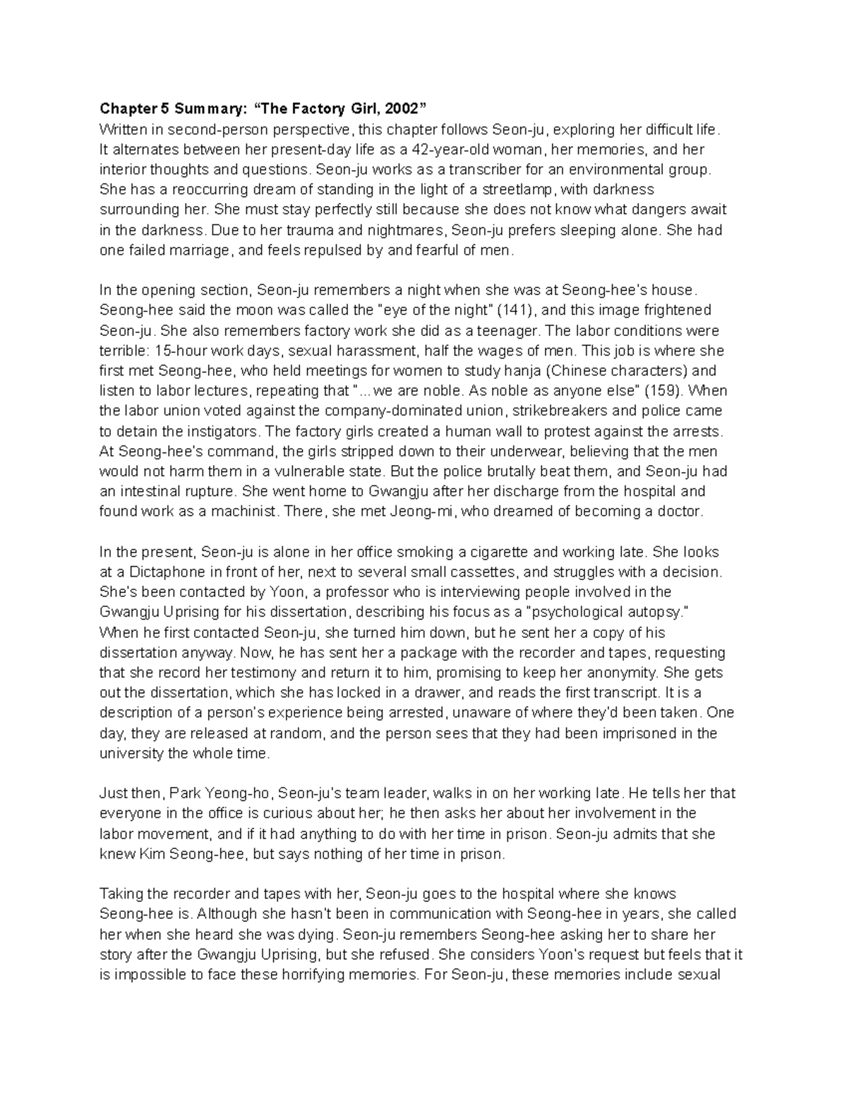 Human Acts Chapters 5-7: Key Insights and Analysis Notes - Studocu