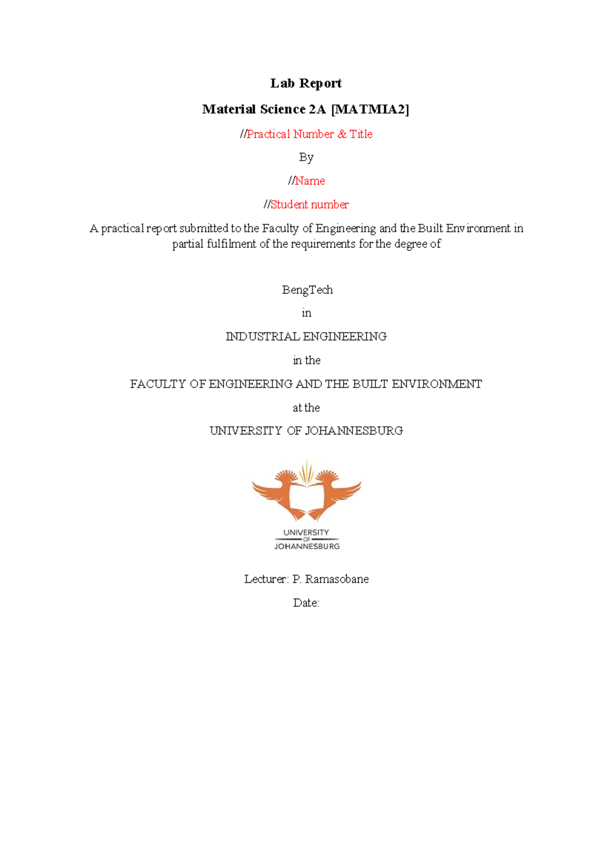 Lab Report Template for Material Science 2A - Studocu