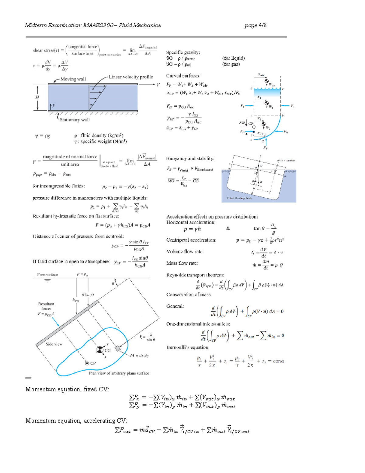 Midterm 2 formula sheet - Maae 2300 - Midterm Examination: MAAE2300 ...