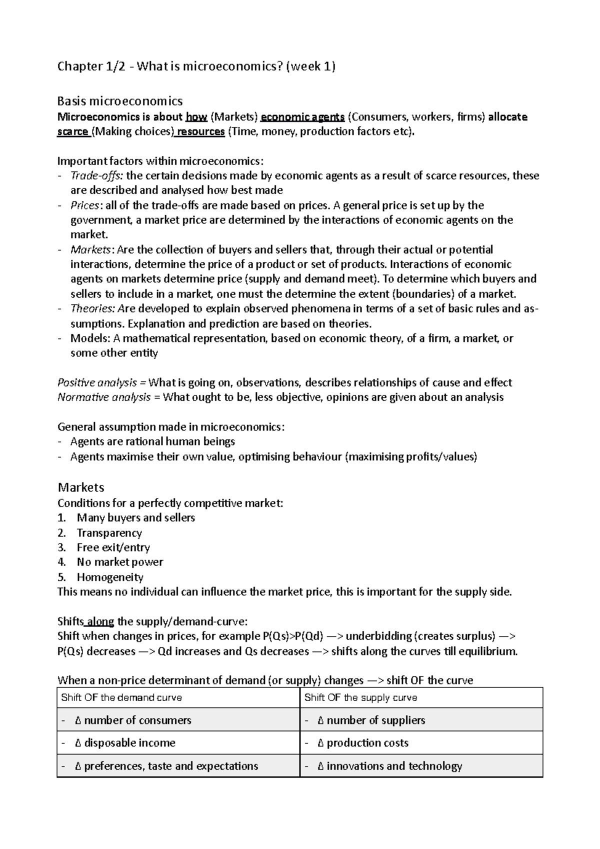 Summary of Microeconomics: Key Concepts and Analysis Principles ...