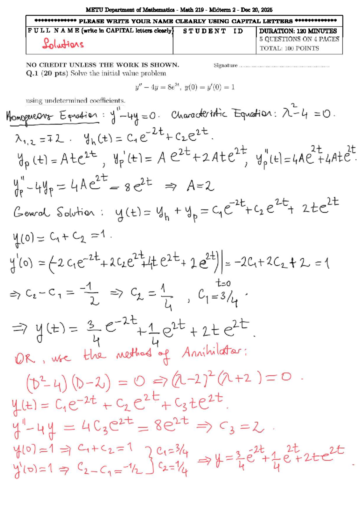 Math 219 Fall 2025 Midterm 2 Solutions and Questions - Studocu
