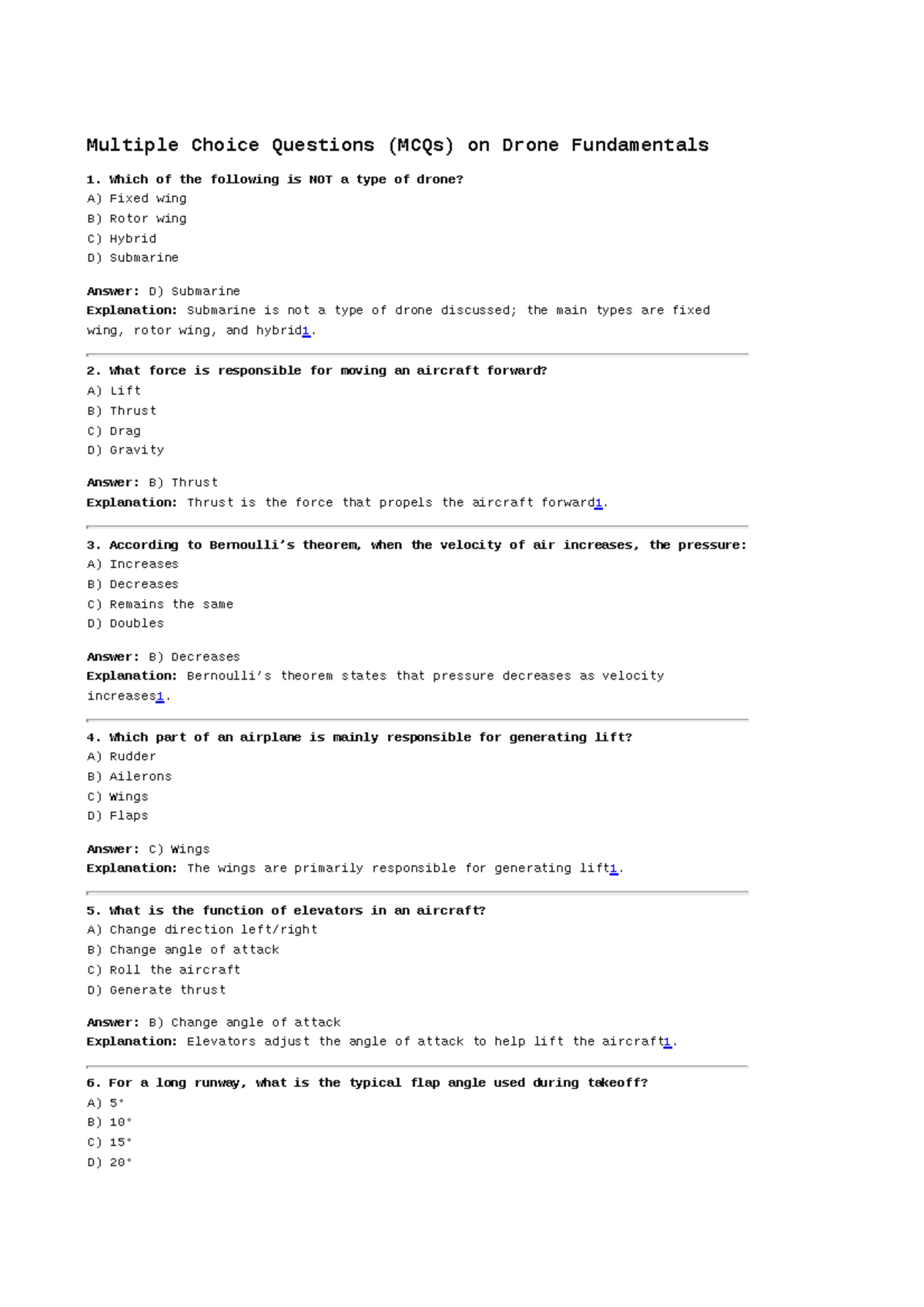 MCQs on Drone Fundamentals - Set 2 (50 Questions & Answers) - Studocu