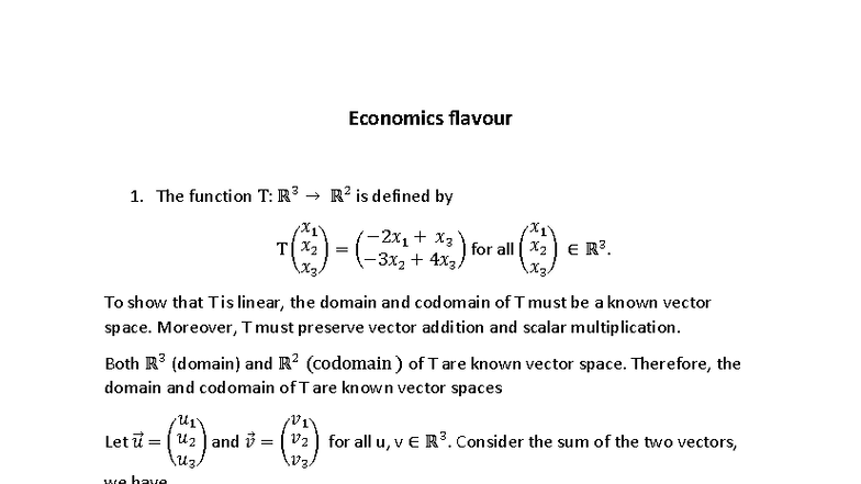 Economics Flavour 1: Linear Transformations and Production Functions ...
