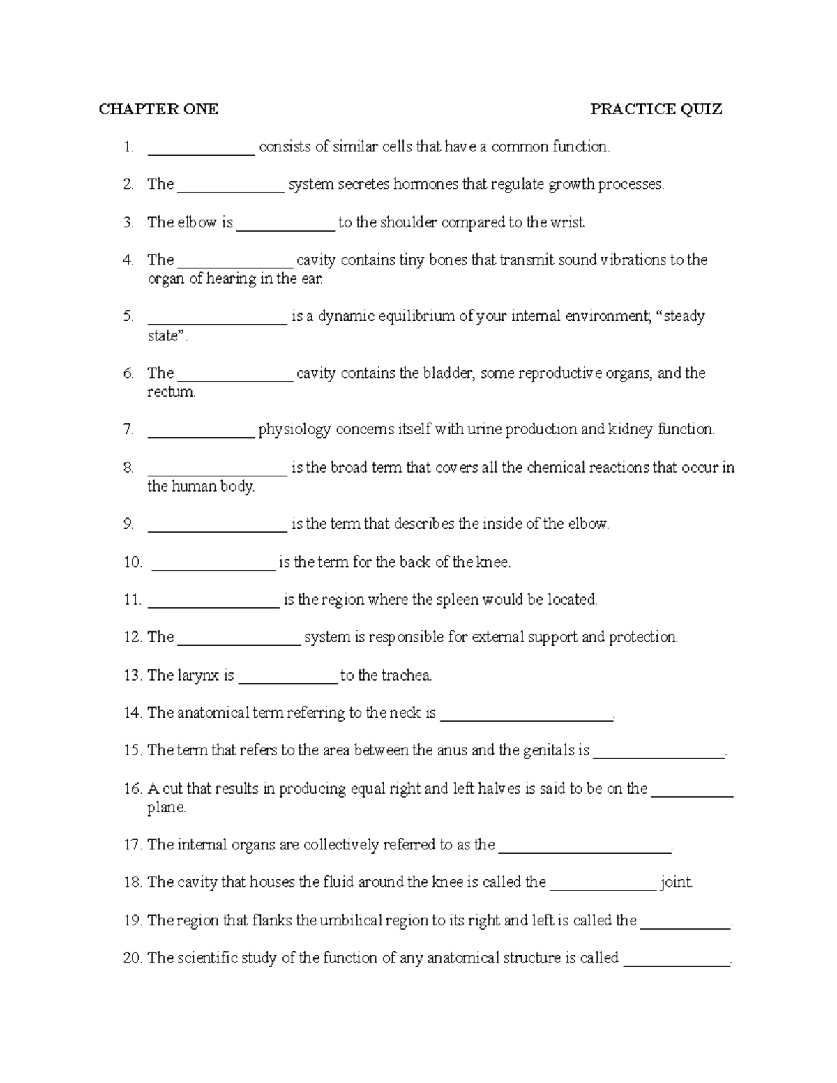 Biology 101: Chapter 1 Practice Quiz Questions and Answers - Studocu