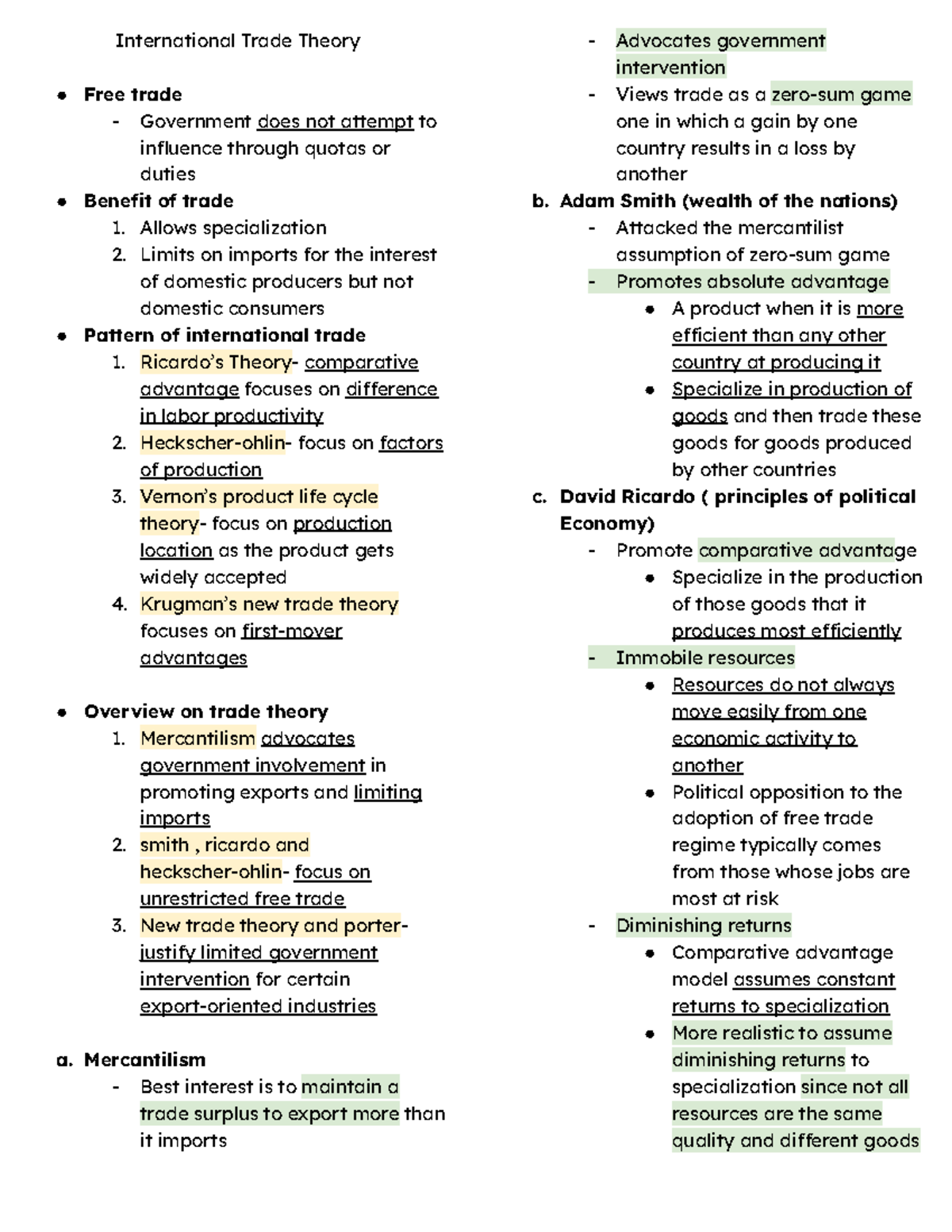 International Trade Theory: Key Concepts and Implications - Studocu