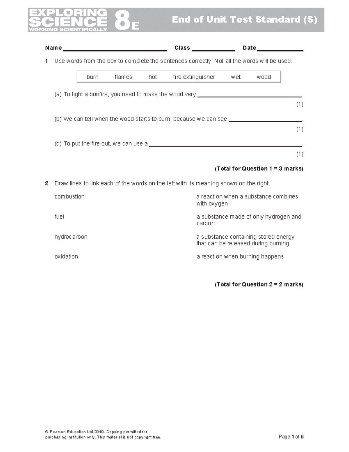 Science - ..... - 8 E © Pearson Education Ltd 2019. Copying permitted ...