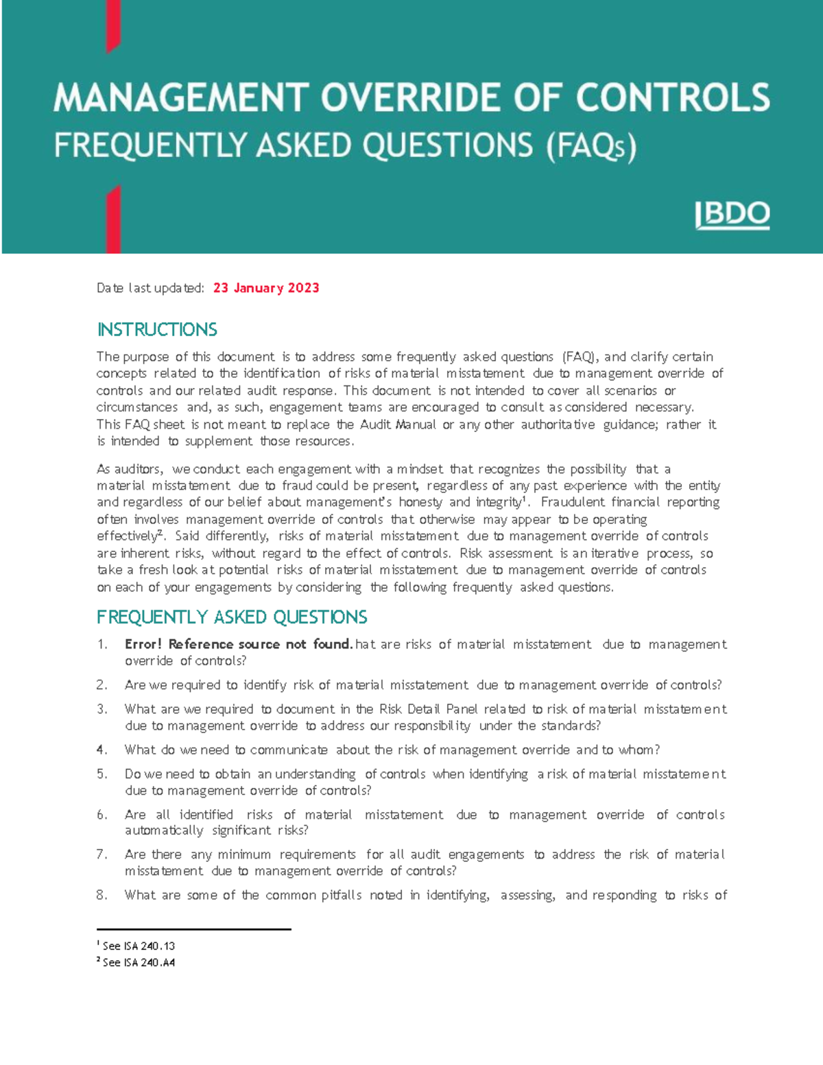 Management Override of Controls: FAQs and Audit Insights - Studocu