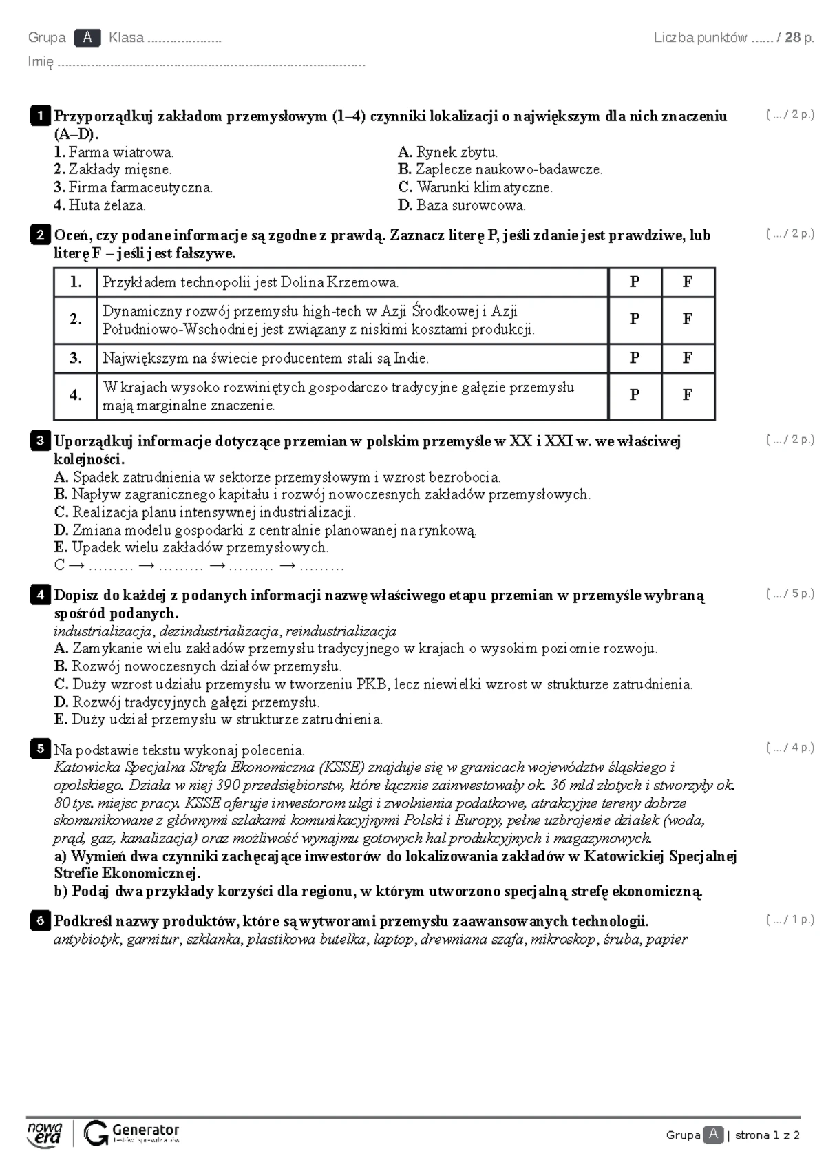 Matura Focus 2 Sprawdzian Unit 4 Grupa B www.studocu.com