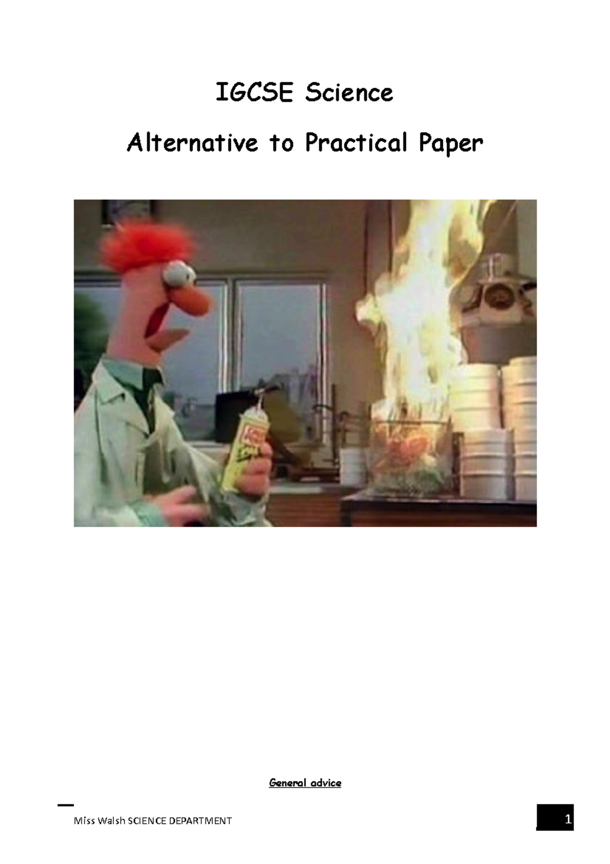 Paper 6 Advice Y10 Science - Credit to Miss Walsh from TES - IGCSE ...