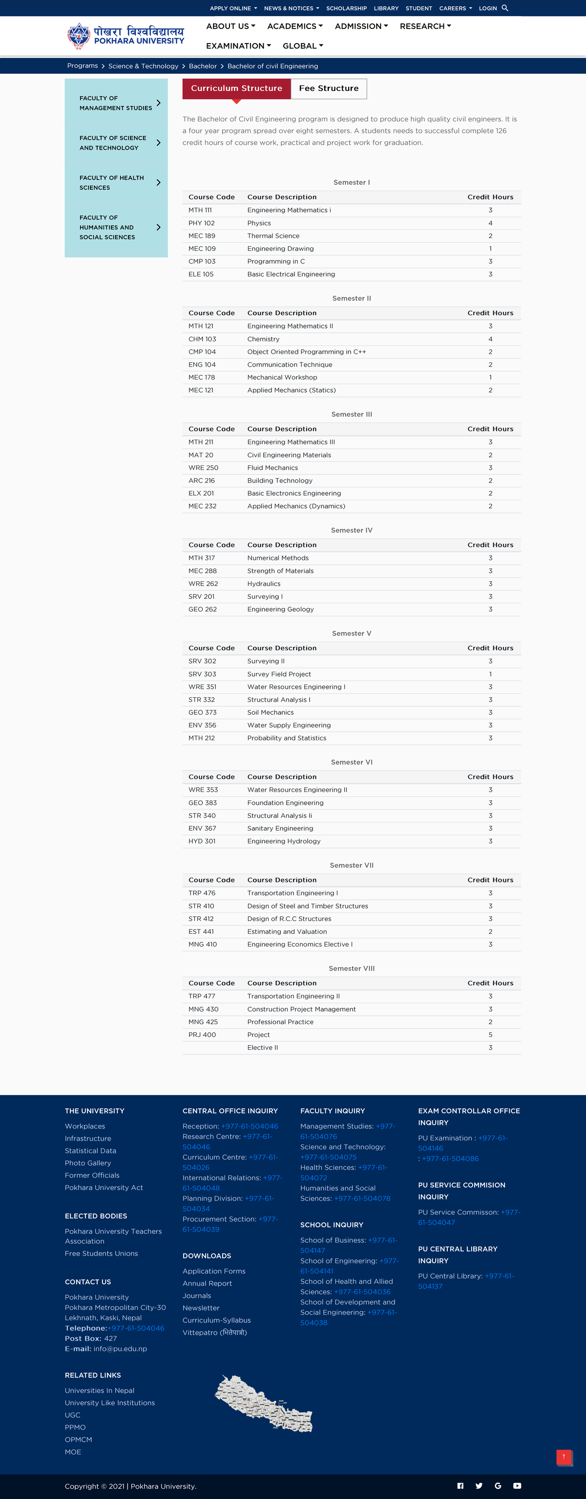 POKHARA UNIVERSITY CIVIL ENGINEERING CURRICULUM visual data 4