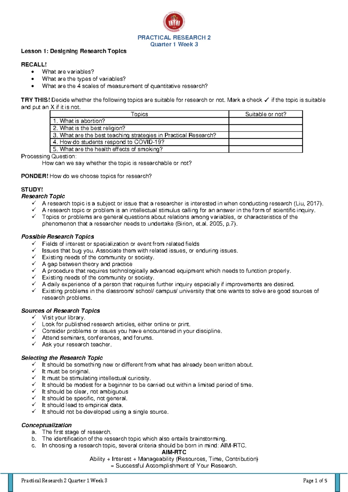 PR2 Q1 Week 4 Lesson Notes - Understanding Research Backgrounds - Studocu