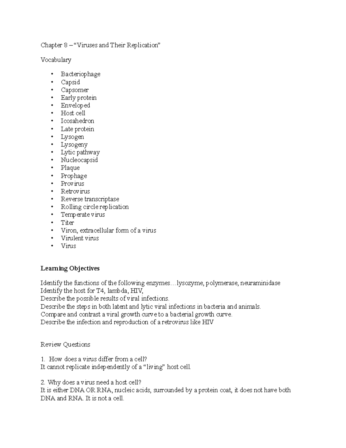 Chapter 8 - Study Guide on Viruses and Their Replication - Studocu