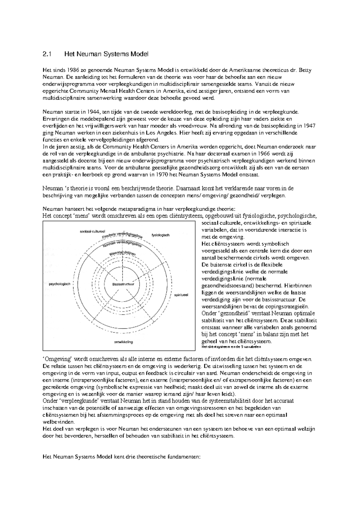 Neuman Systems Model Samenvatting - Verpleegkunde Theorie NSM - Studeersnel