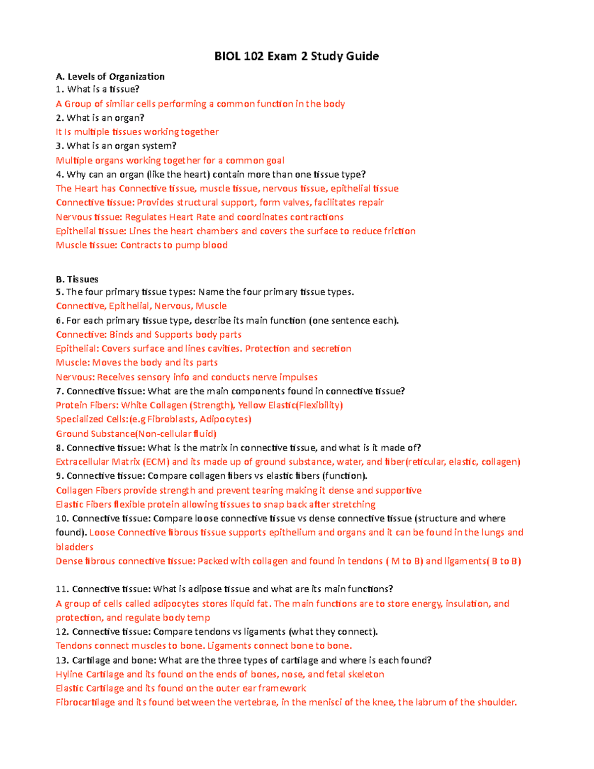 BIOL 102 Exam 2 Study Guide - Studocu