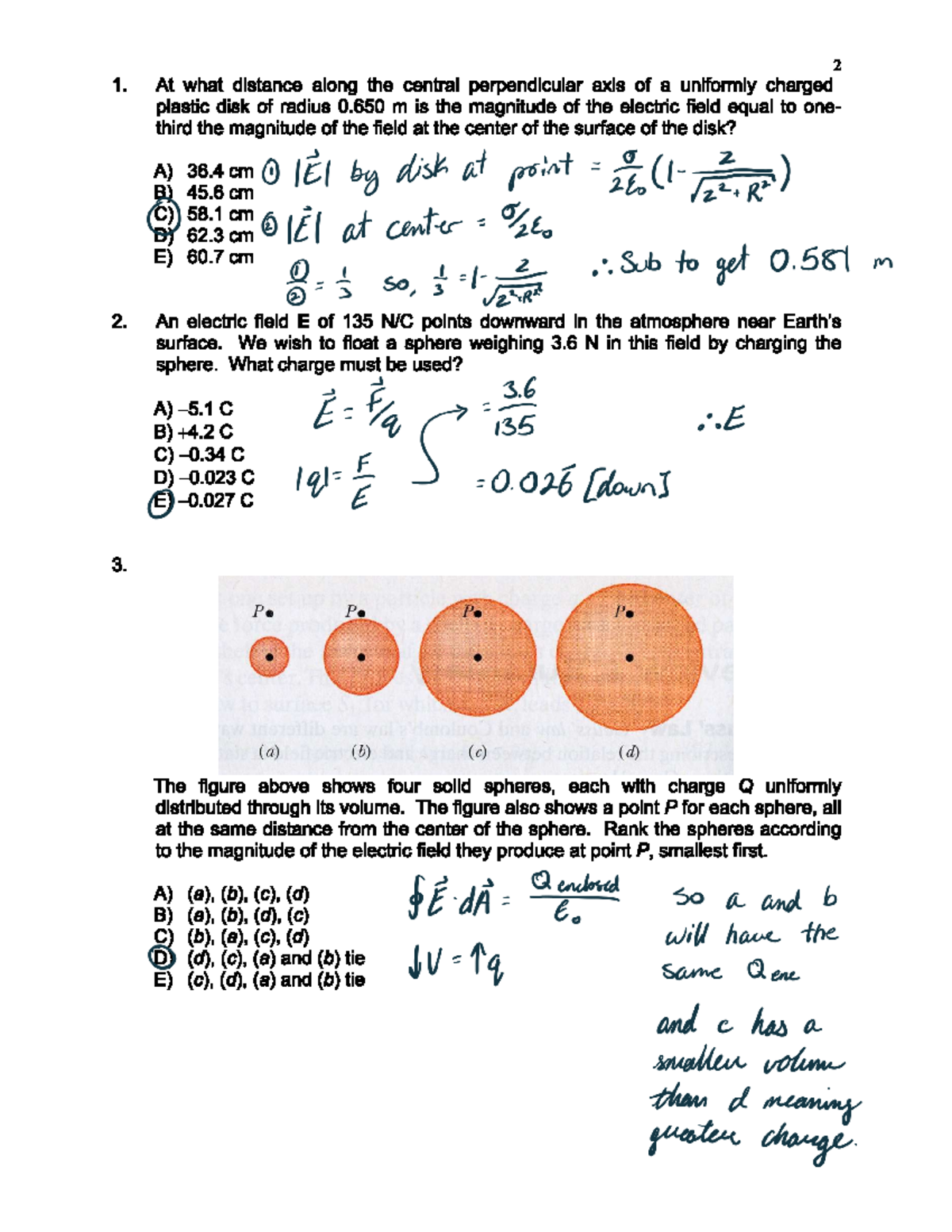 Phy1124 Final Exam Solutions and Electric Field Analysis - Studocu