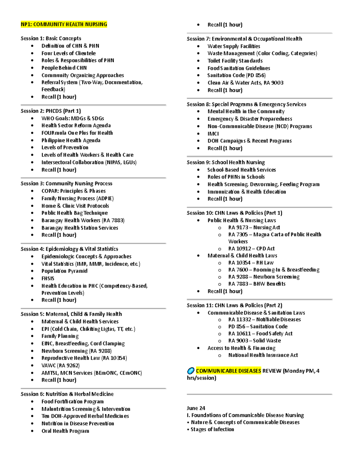 NP1: Community Health Nursing Overview and Key Concepts - Studocu