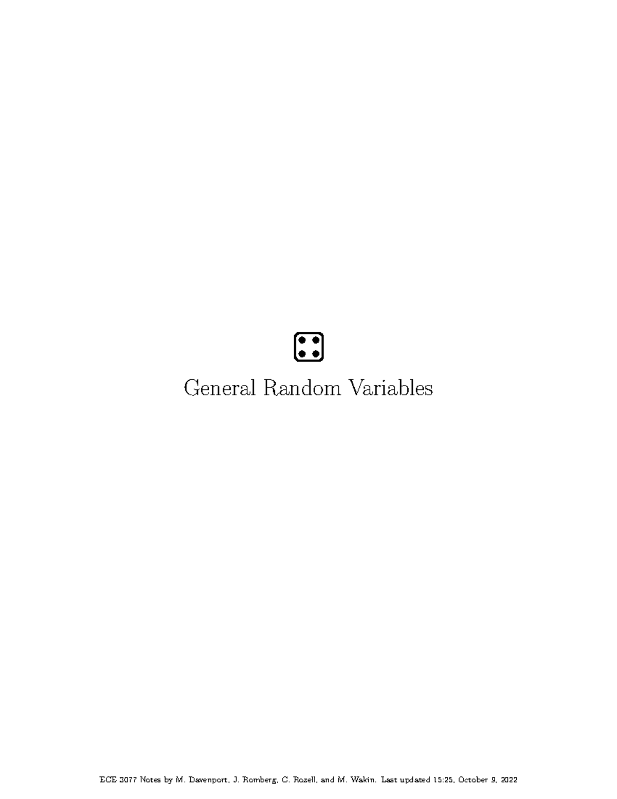 07 Continuous RVs Filled - General Random Variables Continuous random ...