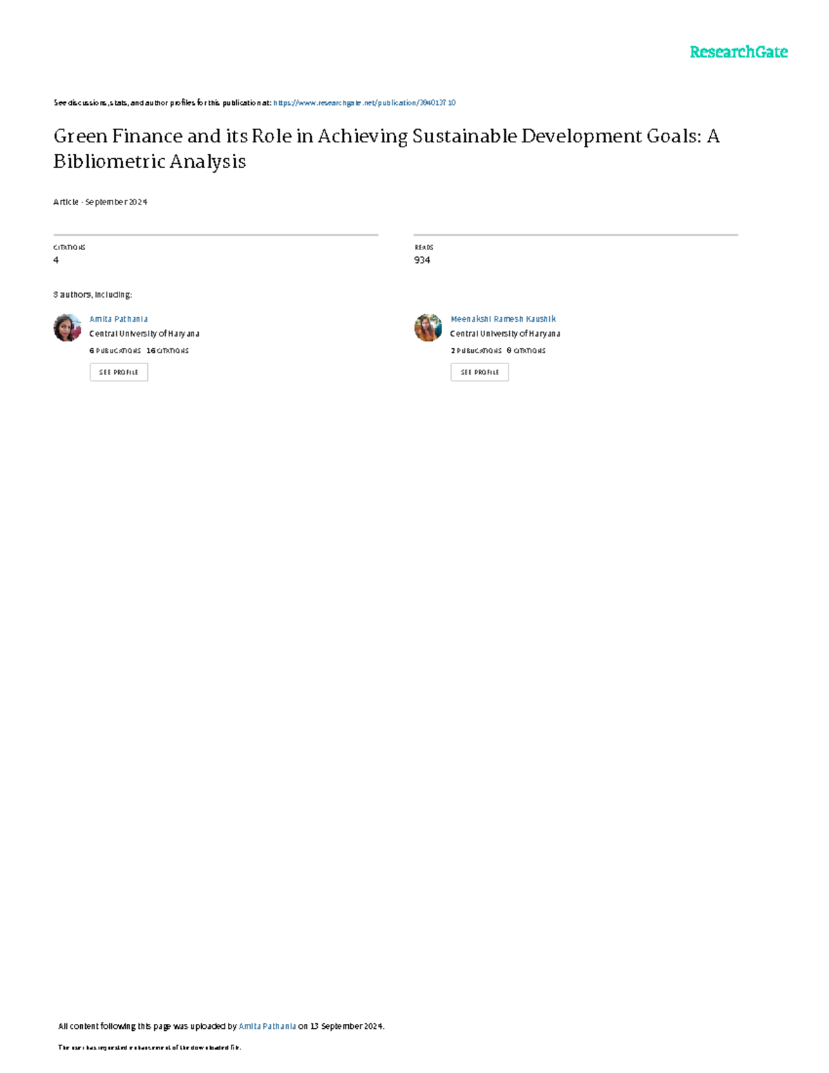 Green Finance and Sustainable Development Goals: A Bibliometric Study ...