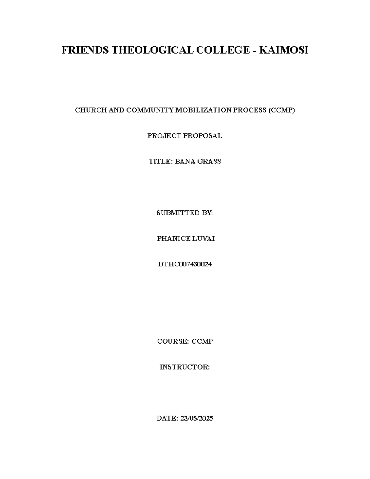 CCMP Project Proposal: Sustainable Cassava Plantation at Friends ...