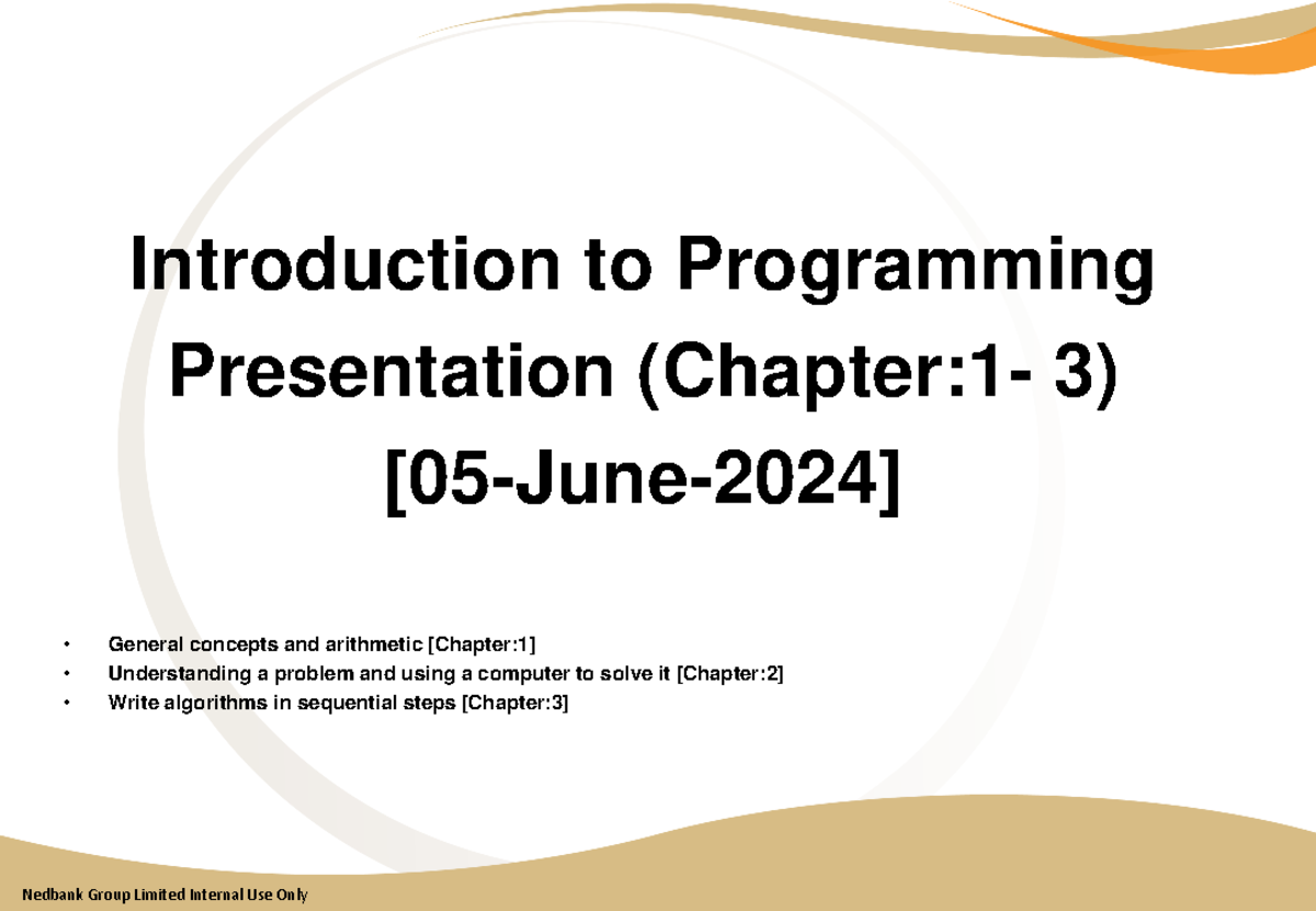 ICT1511 Presentation: Overview of Programming Concepts (Ch. 1-3) - Studocu