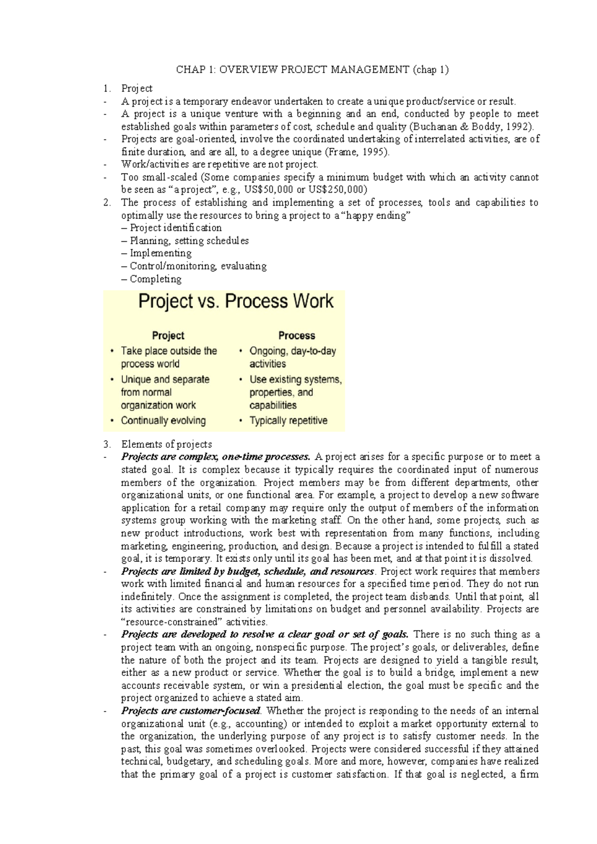 PMGT 101: Project Management Exam Prep Notes – Chaps 1-5 Overview - Studocu
