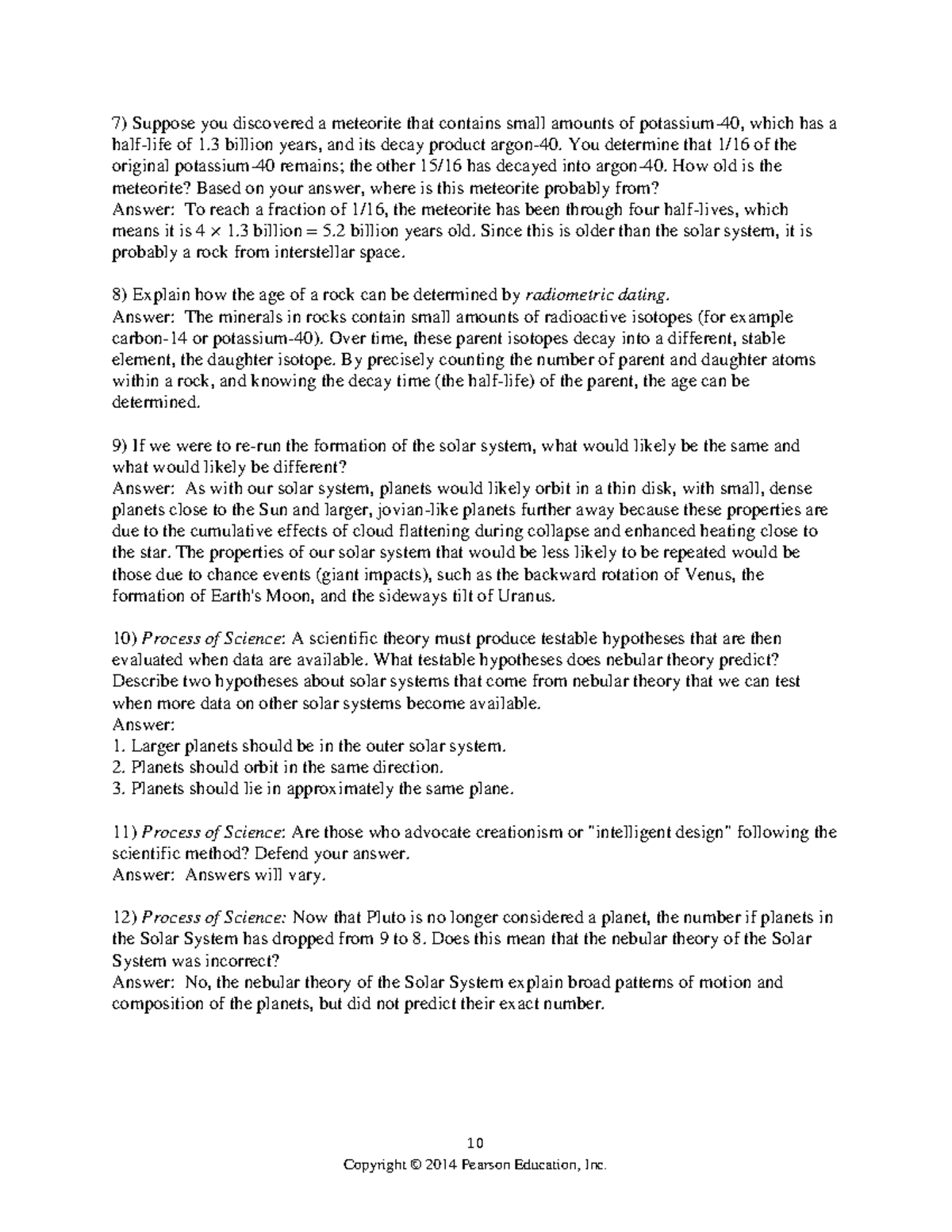 The Cosmic Perspective (7th Ed) Testbank: Age of Meteorites & Nebular ...