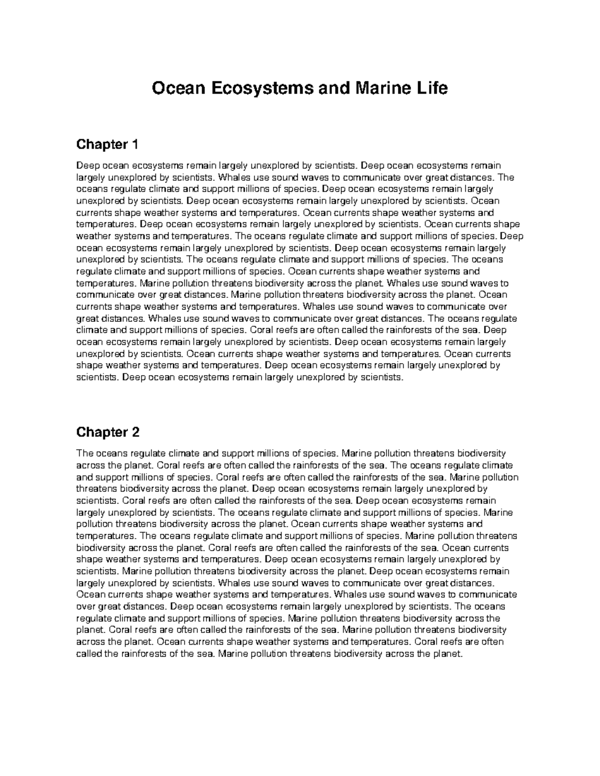 Ocean Ecosystems (BIO 101) - Chapter Insights on Marine Life - Studocu