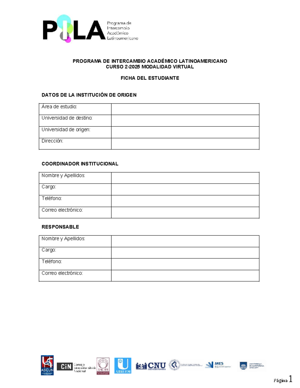 Formulario de Inscripción Estudiantes Intercambio Académico Virtual ...