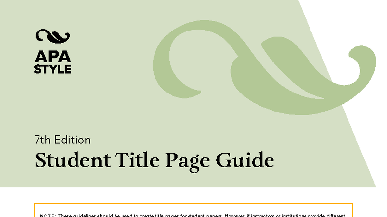 APA Title Page Guidelines for Student Papers - Studocu