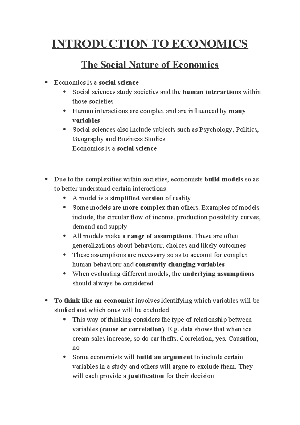 Introduction to Economics: Understanding Social Interactions and Models ...