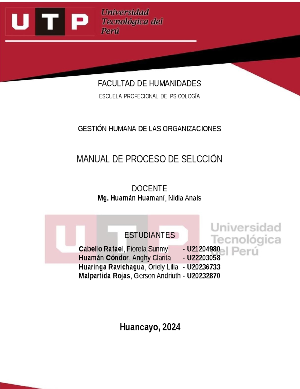 TA1 Manual de Proceso de Selección en Gestión Humana 2024 - Studocu